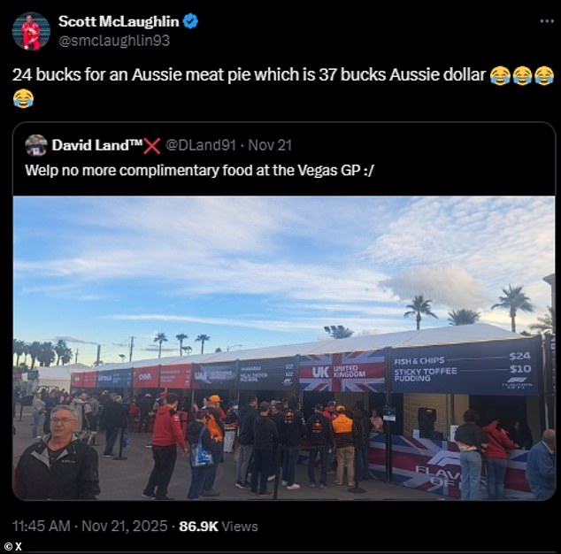 Revelado: El asombroso costo de un pastel de carne australiano en el Gran Premio de Las Vegas