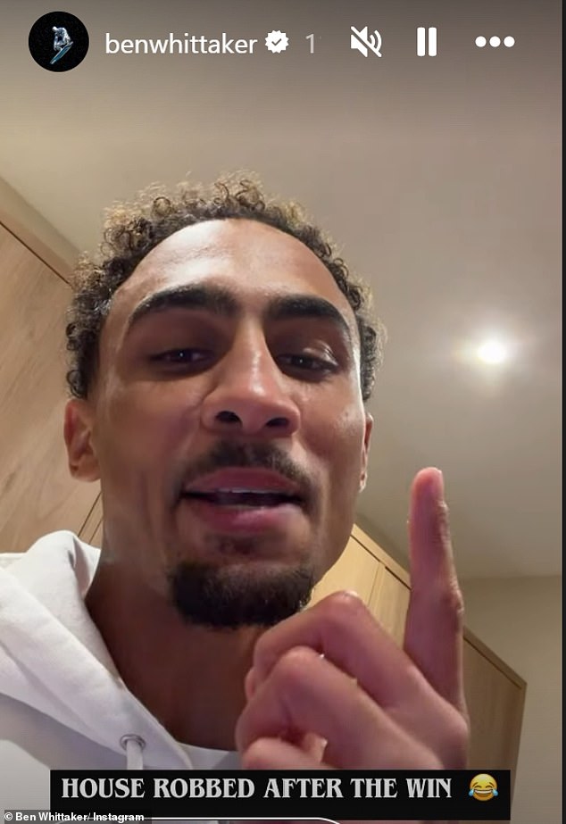 Ben Whittaker revela que unos ladrones irrumpieron en su casa durante la victoria de la copa: el boxeador se convierte en la próxima estrella en ser atacada después de que Jamie Vardy y Raheem Sterling presenciaran un robo en su propiedad.