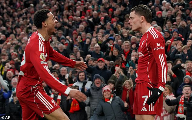 Liverpool – Wolves 2-1: Florian Wirtz finalmente marca su primer gol con los Reds desde su transferencia de £116 millones, y el equipo de Arne Slot sube al cuarto lugar después de una incómoda victoria