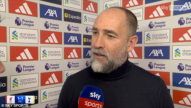Igor Tudor está involucrado en un incómodo intercambio con el reportero de Sky Sports Patrick Davidson después del empate 1-1 del Tottenham con el Liverpool, y el subestimado entrenador insiste en que NUNCA ha tenido miedo de ser despedido.
