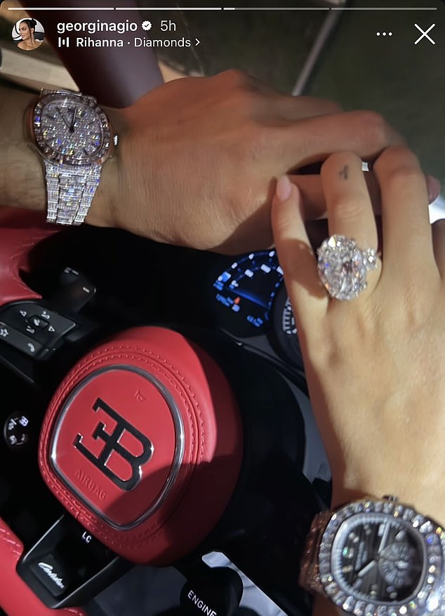 £15 MILLONES Historia de Instagram: Cristiano Ronaldo y su prometida Georgina Rodríguez muestran su extravagante riqueza en una foto mientras huyen de los ataques con misiles en Arabia Saudita