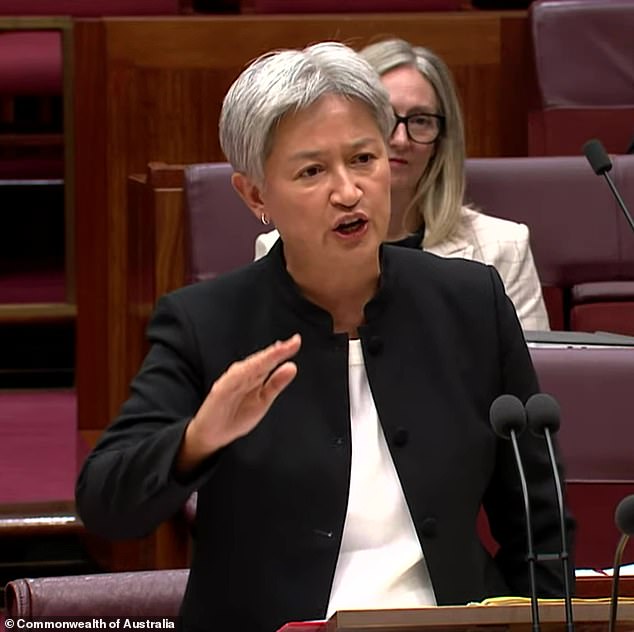 La pregunta sobre Albo refunfuñando en la mezquita y siendo llamado “perro pútrido” hace explotar a Penny Wong