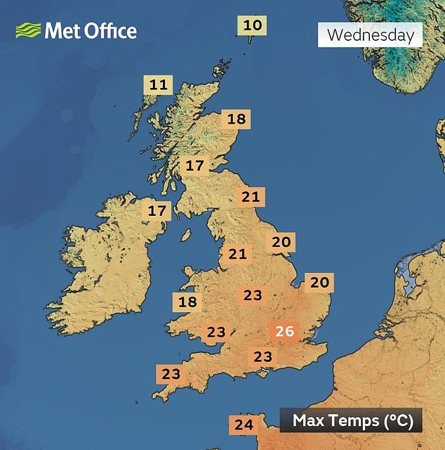 El mapa meteorológico del Reino Unido revela dónde el mercurio alcanzará los 26 ° C hoy, y será el día más caluroso del año.
