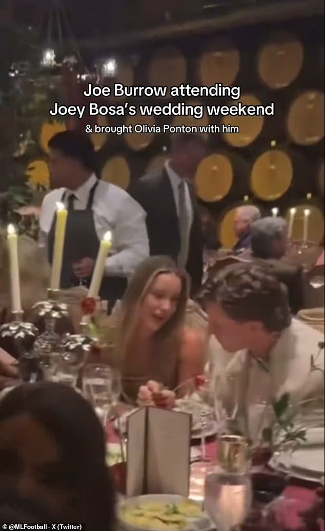 Joe Burrow se acercó a la modelo SI Olivia Ponton en la boda de la estrella de la NFL después de que el romance volvió a la normalidad.