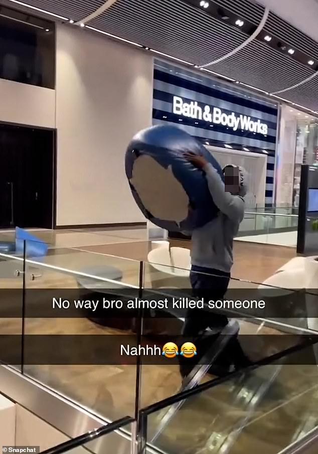 Un adolescente de 15 años que se filmó arrojando el sofá de un amigo desde un balcón en un concurrido centro comercial de Westfield se salvó de la cárcel.