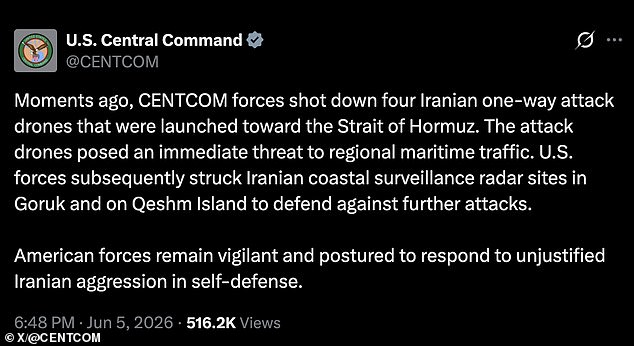 Las tensiones aumentaron después de que Estados Unidos derribara drones iraníes que se dirigían hacia el Estrecho de Ormuz después de que Trump dijera “estamos solucionando algunos asuntos pendientes”.