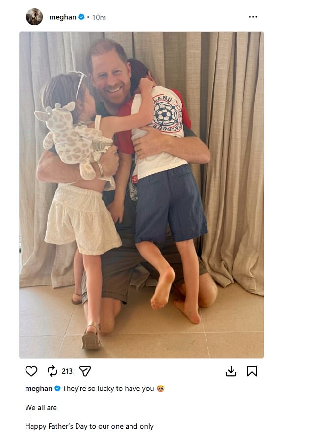 ‘Tienen mucha suerte de tenerte’: Meghan publica una foto de Harry abrazando a Archie y Lilibet, marcando el Día del Padre con una dulce foto mientras los galeses rinden homenaje al príncipe William, el ‘mejor papá’