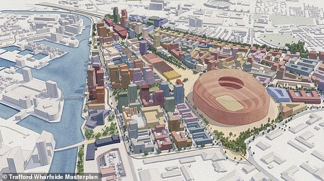 El Manchester United revela nuevas imágenes y modelos del nuevo estadio de 100.000 asientos y valorado en £2 mil millones, confirmando por primera vez la ubicación de ‘New Old Trafford’