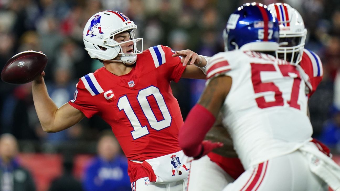 Drake Maye lleva a los Patriots a su décima victoria consecutiva sobre los Giants