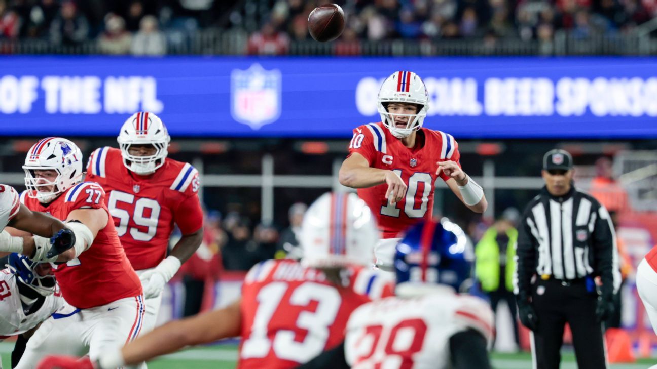 El QB Drake Maye llevó a los Patriots a los Giants a un récord de 11-2, el mejor de la NFL