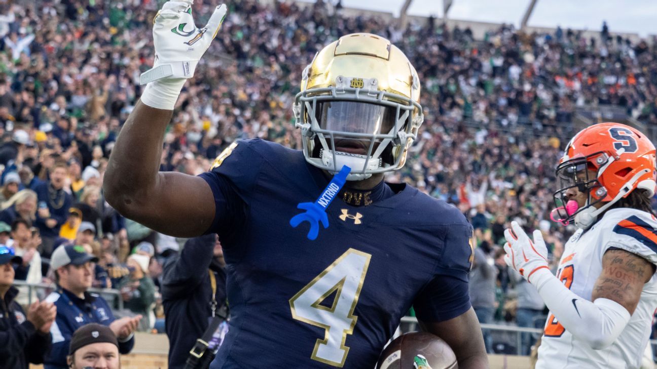Jeremiyah Love de Notre Dame ingresa al draft de la NFL