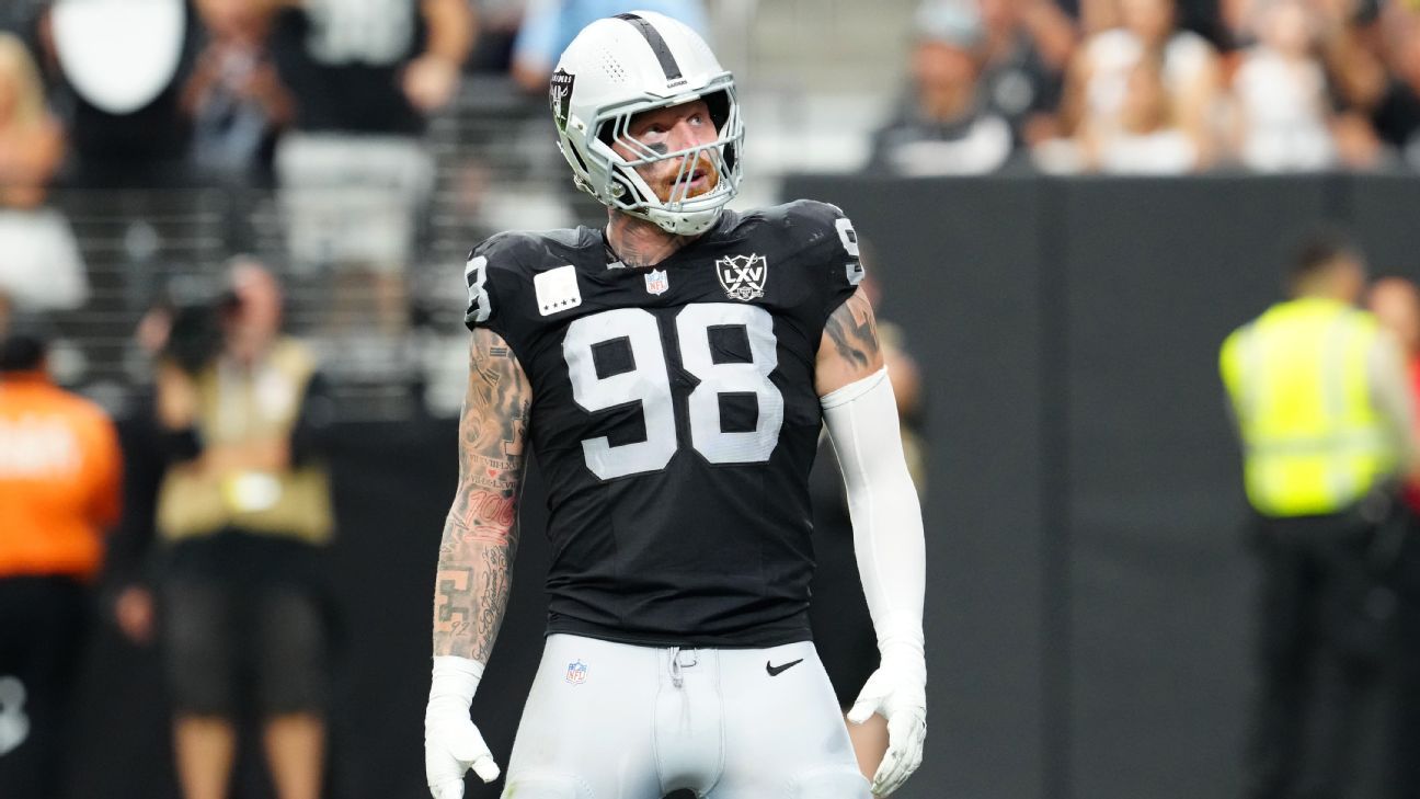 Los Raiders juegan contra DE Maxx Crosby contra los Giants