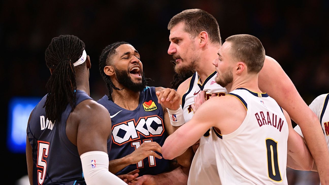 Jokic de los Nuggets comete falta “innecesaria” sobre Dort del Thunder