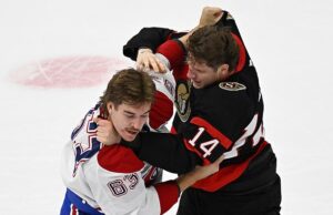 El juego previo a la temporada NHL se convierte en una pelea sangrienta cuando los hermanos de hockey comienzan a golpear a los oponentes en el hielo