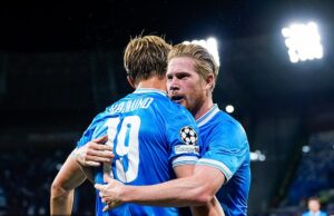 Kevin de Bruyne se refleja en Antonio Conte Feud con dos asistencias para Man United Flop en el choque de la Liga de Campeones, con la Legend of Man City, acusada de retorcer las plumas en el nuevo club Napoli