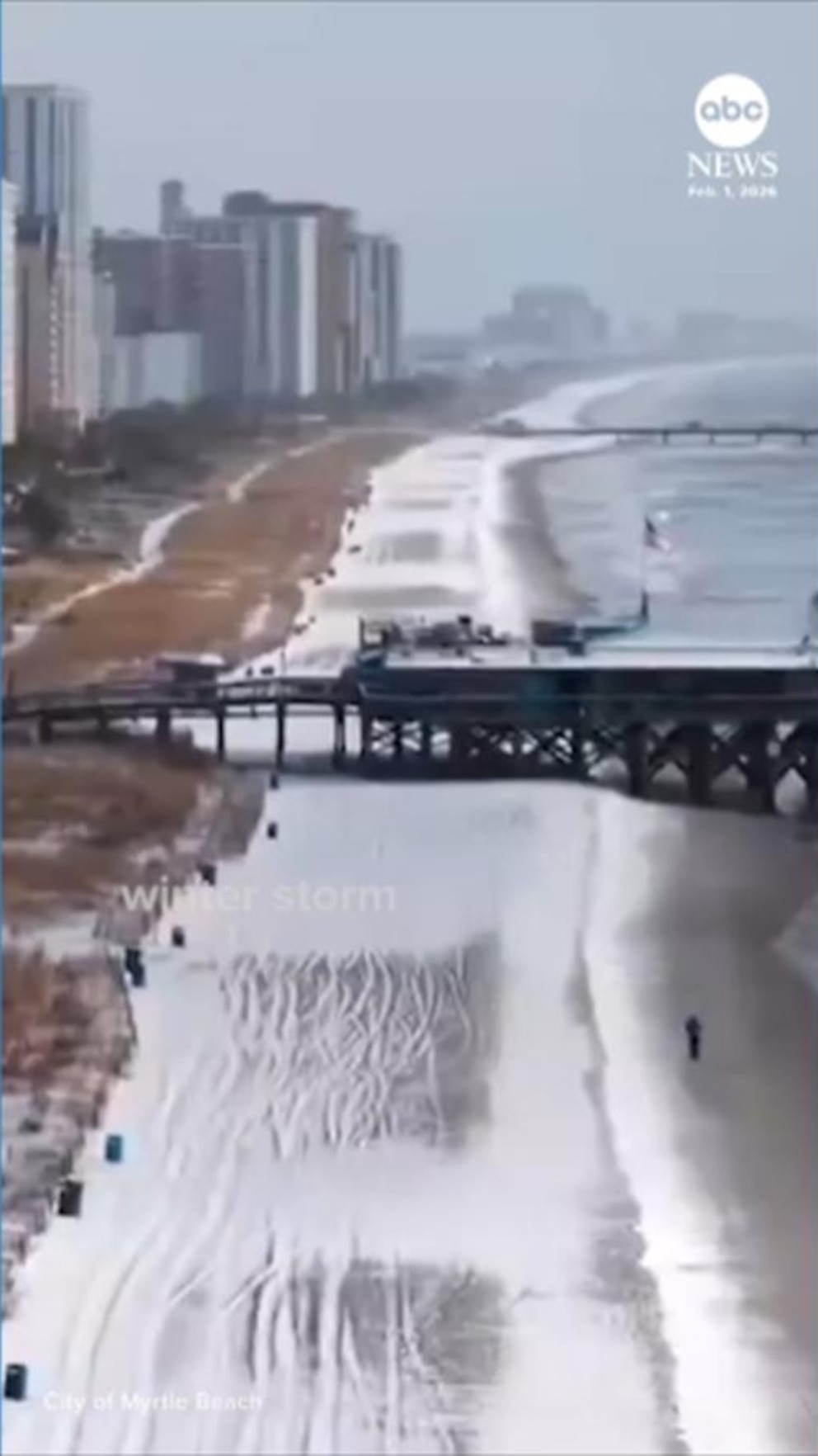 MIRAR: Imágenes de drones muestran Myrtle Beach después de la tormenta invernal