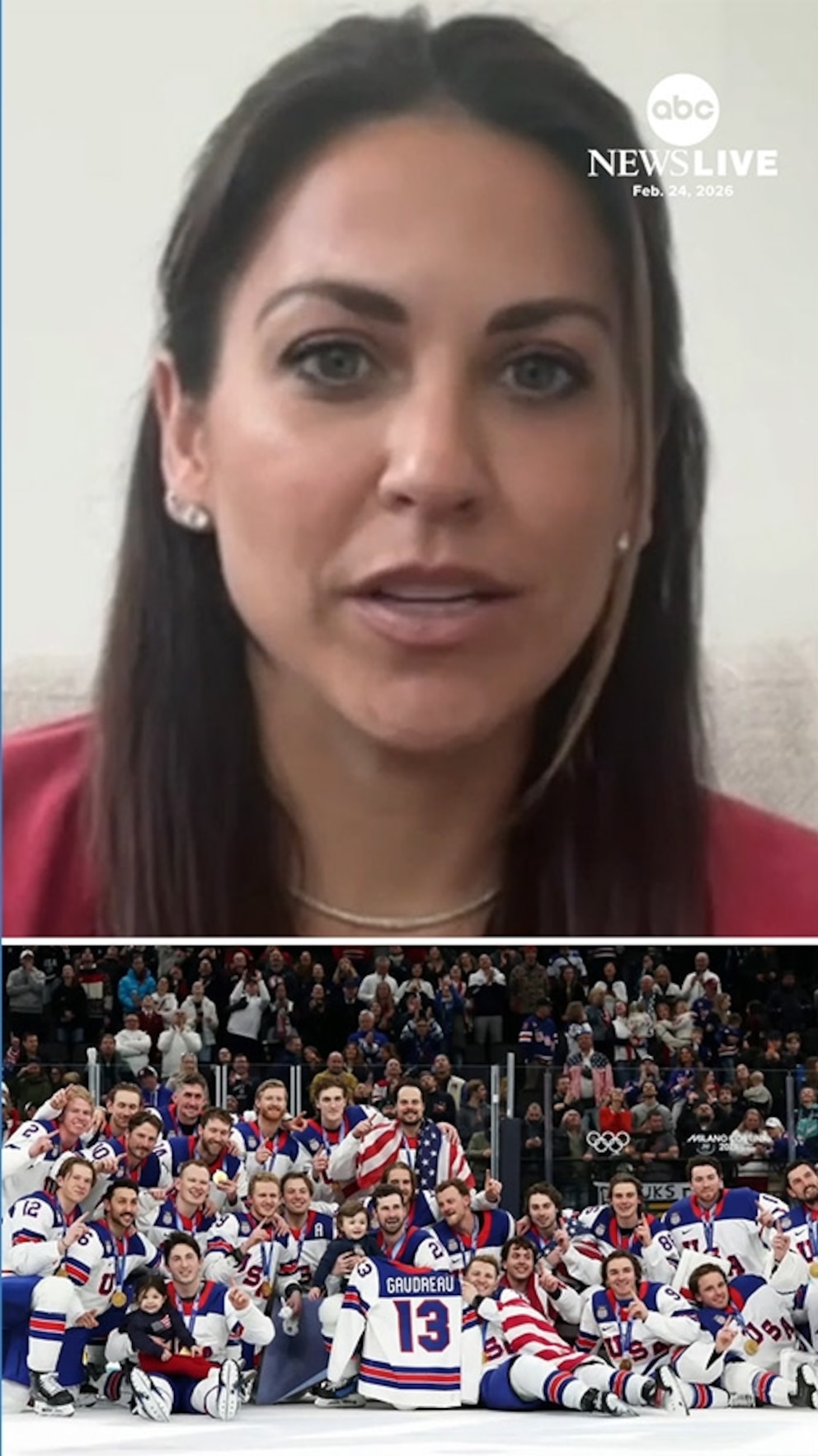 Vídeo La viuda de la estrella del hockey Johnny Gaudreau en el emotivo homenaje del equipo americano