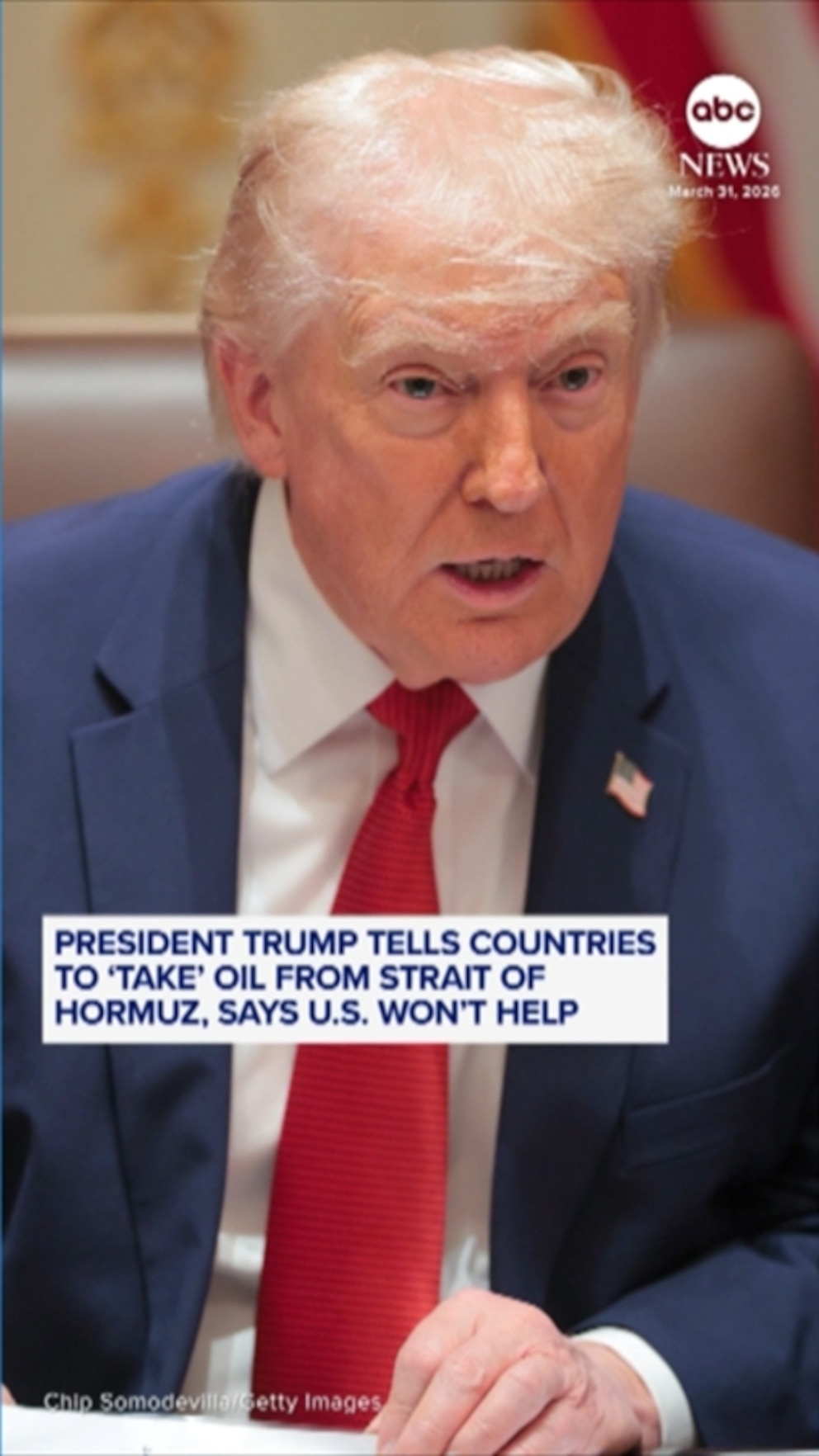 Trump dice a los países que “tomen” petróleo del Estrecho de Ormuz, dice que Estados Unidos no ayudará