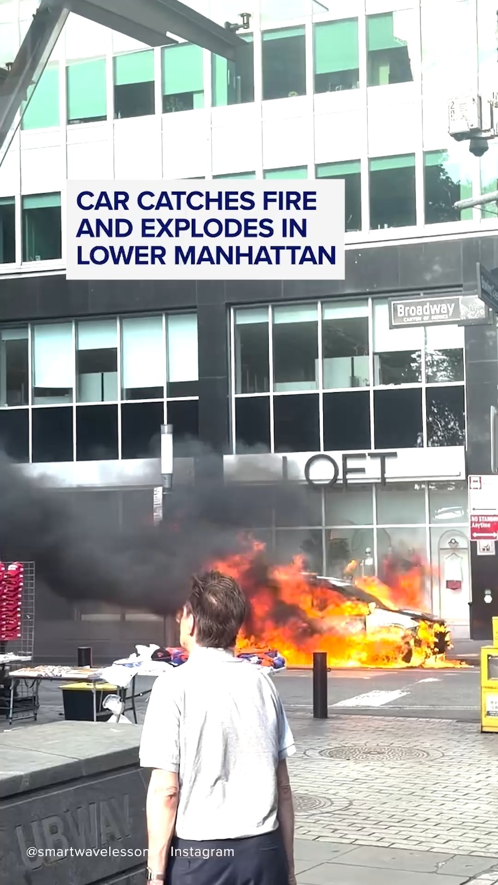 MIRAR: Auto se incendia y explota en el Bajo Manhattan