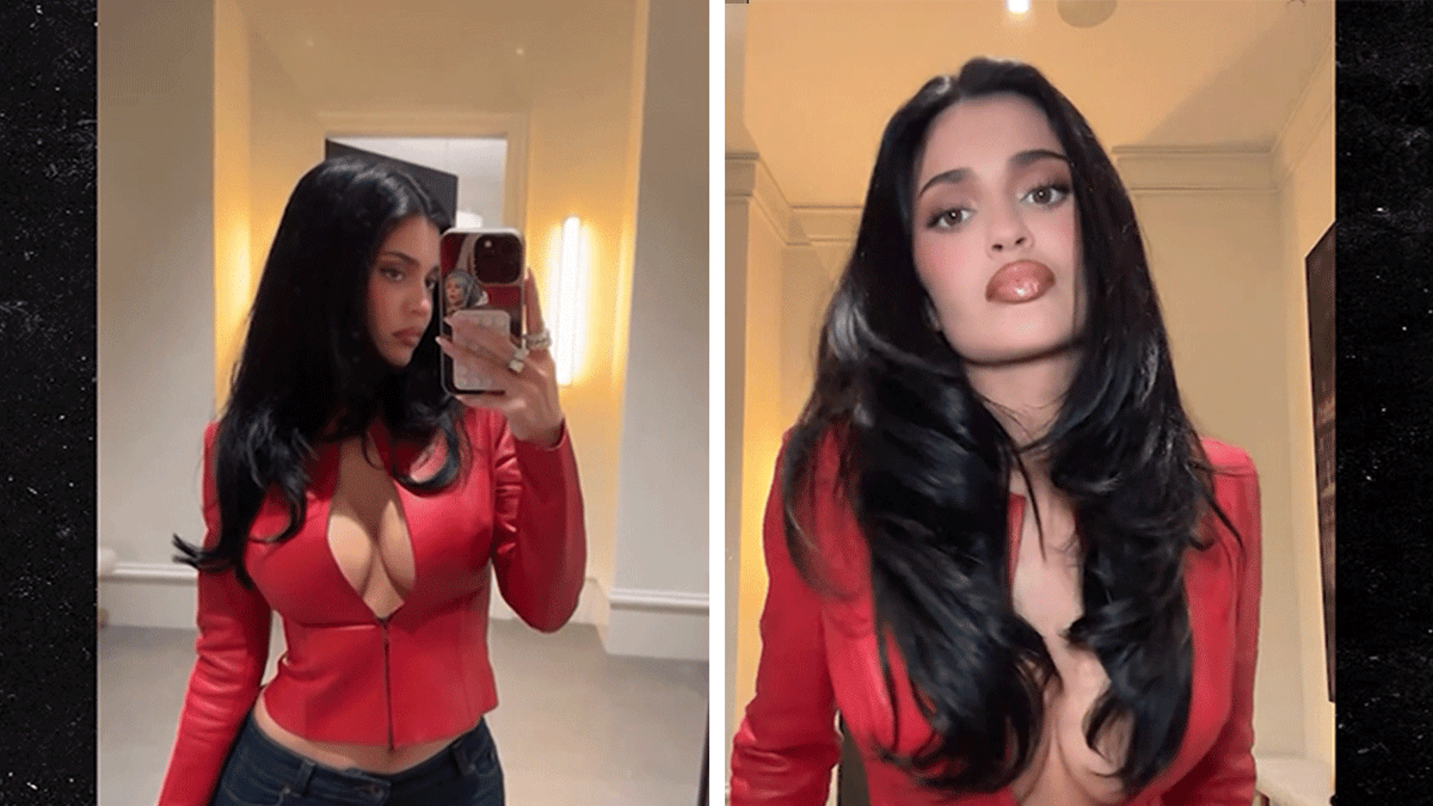Kylie Jenner se desabrocha la chaqueta roja y muestra su escote en un nuevo y sexy vídeo musical