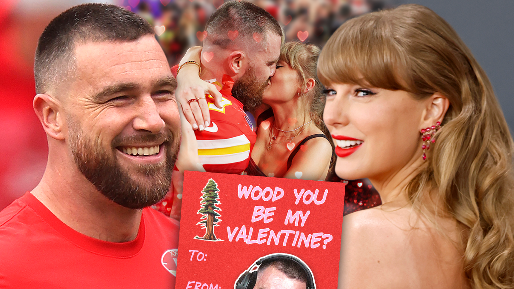 La cuenta de podcast de Travis Kelce publica una tarjeta del Día de San Valentín que hace referencia a “Wood” de Taylor Swift
