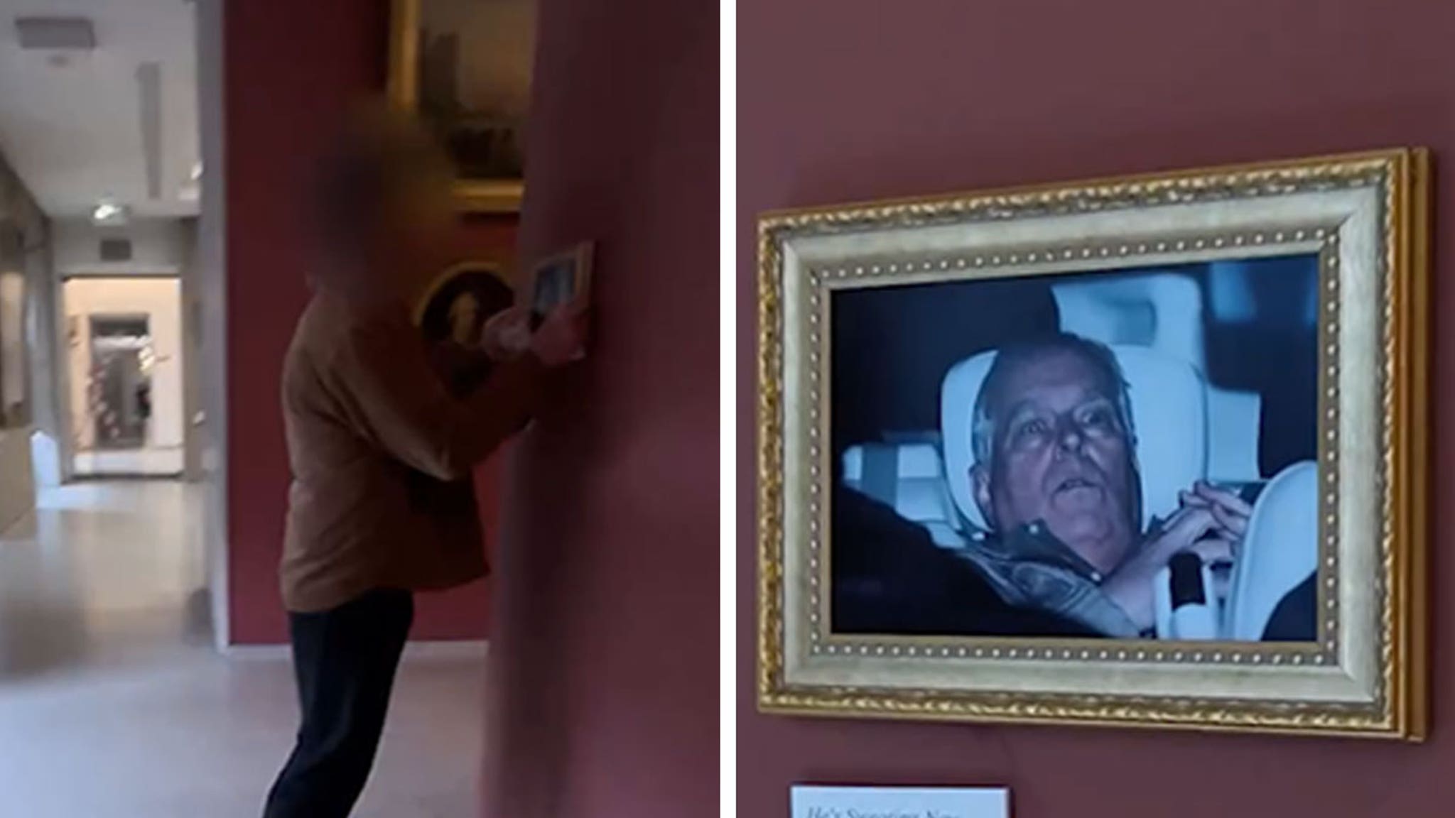 Famosa fotografía del ex príncipe Andrés colgada en el interior del Museo del Louvre