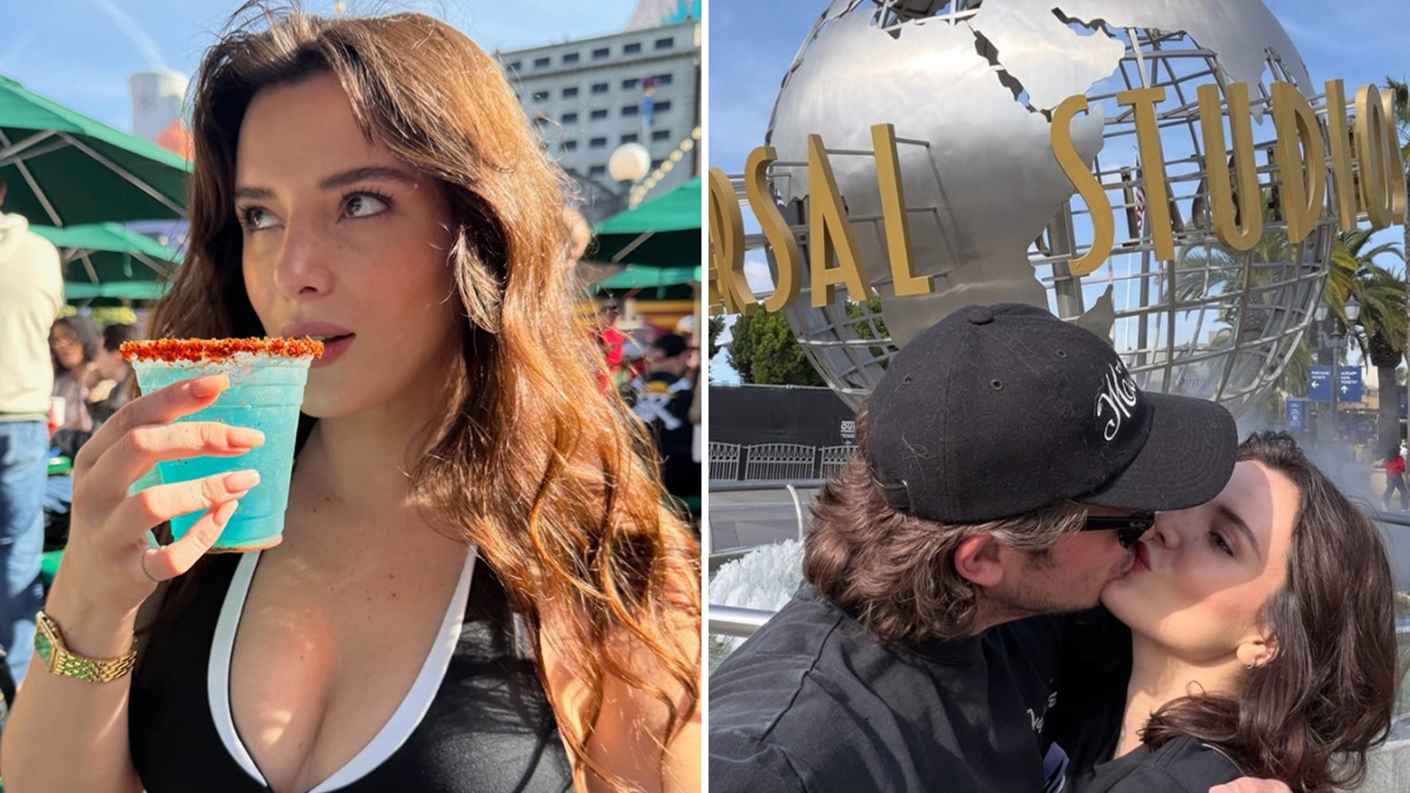 Bella Thorne hace un PDA con su prometido Mark Emms en Universal Studios