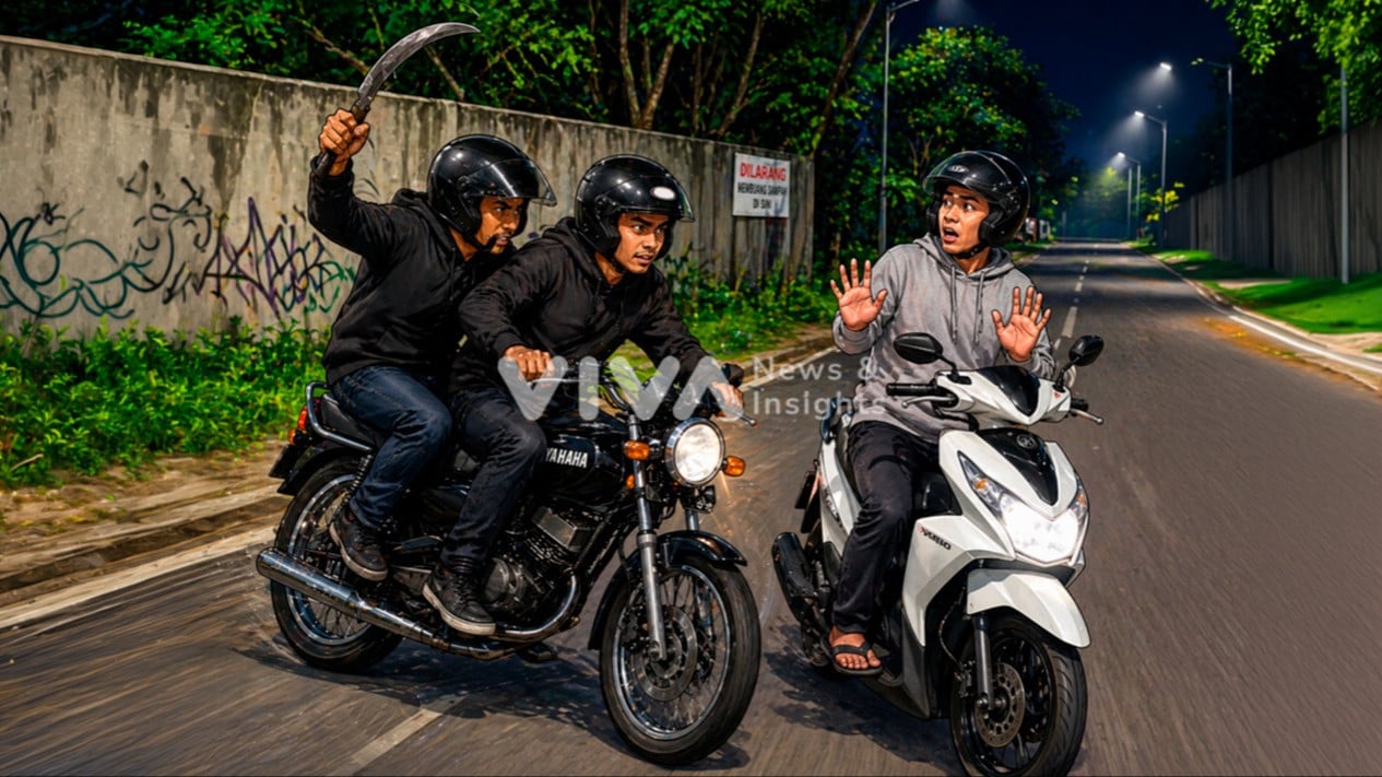 Estudiante de Unpad golpea la motocicleta de un asaltante en Jatinangore