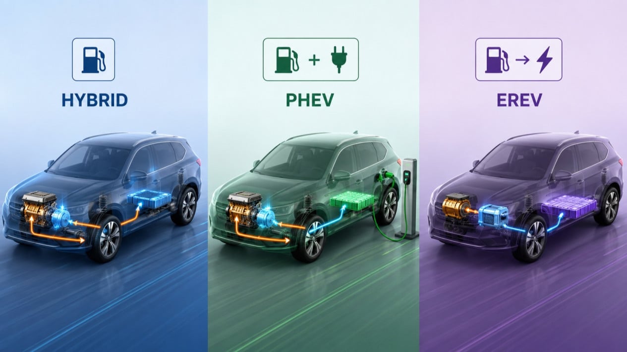 Diferencia entre PHEV y REEV, tecnología GIIAS 2026 y reglas de adelantamiento por la izquierda
