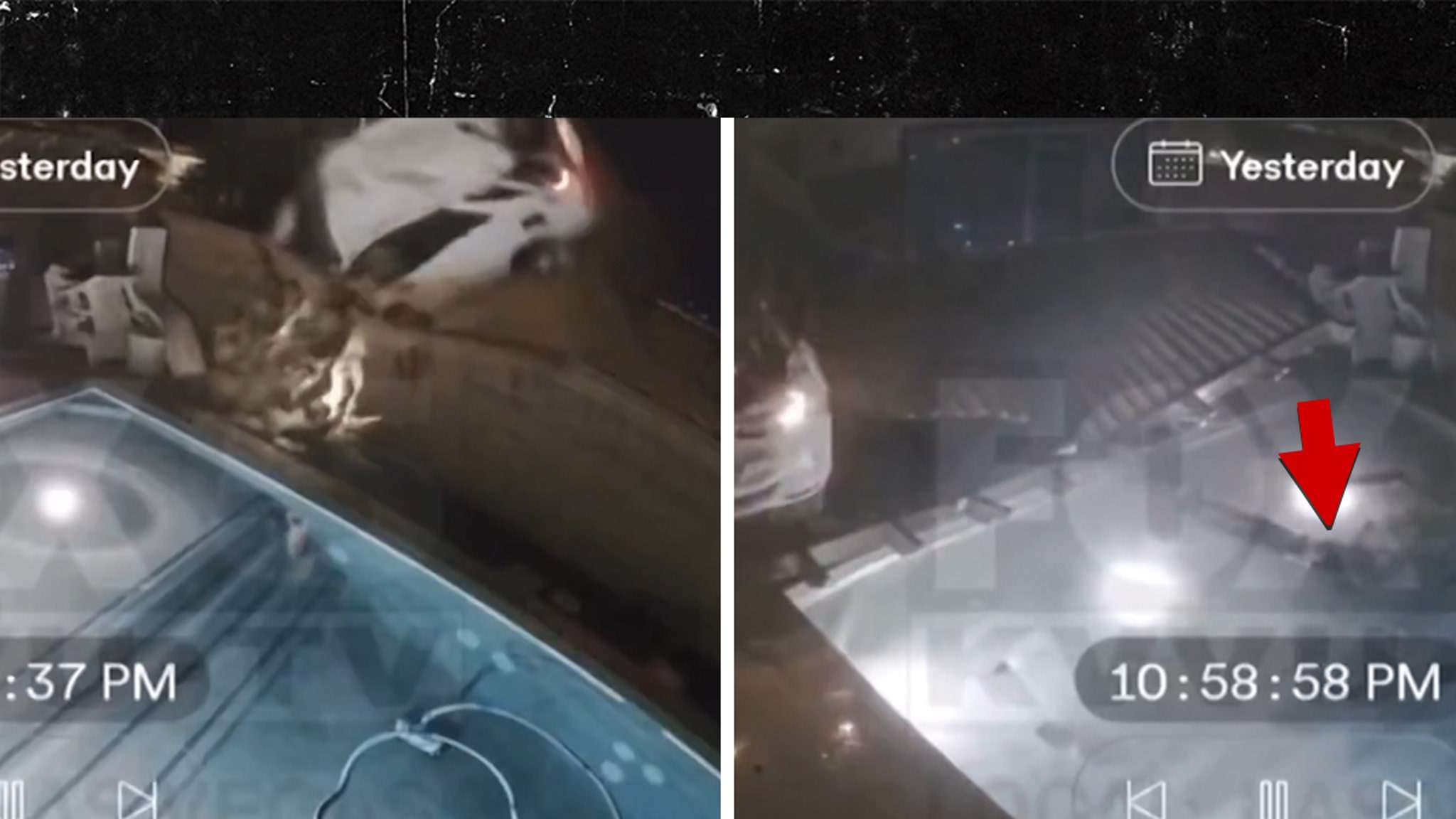Un coche en el aire se estrella contra un patio y el conductor se sumerge en una piscina, en vídeo