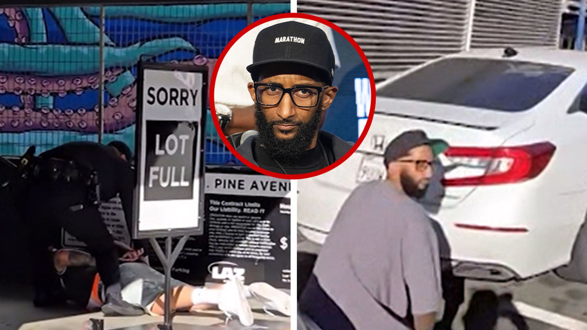 El hermano de Nipsey Hussle se cubre mientras filma el video de la inauguración del restaurante
