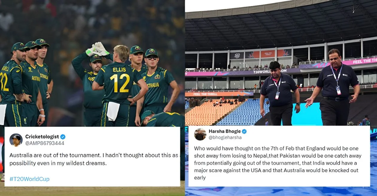 Los fanáticos reaccionan mientras Australia se enfrenta a la eliminación de la Copa Mundial T20 2026 después de las fuertes lluvias durante el choque de Irlanda con Zimbabwe en Pallekele.