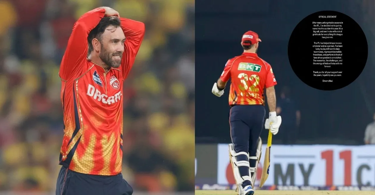 Glenn Maxwell publica una conmovedora declaración después de retirarse de la subasta IPL 2026