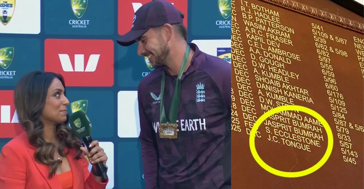 Josh Tongue reacciona cuando su nombre aparece en la lista de la Junta de Honores de MCG