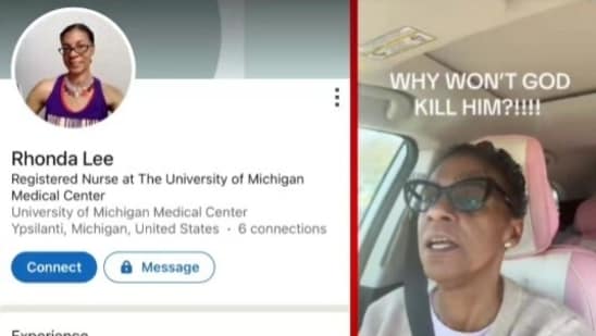 Rhonda Lee: El vídeo de una enfermera de Michigan ‘amenazando a Trump’ con un ataque con ‘cuchillo’ provoca indignación y pide arresto