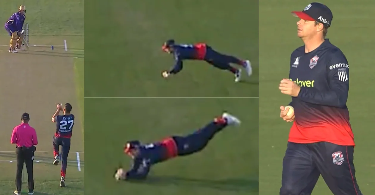 MLC 2026 (MIRAR): Steve Smith hace una atrapada fenomenal en picado para despedir a Colin Munro durante el choque entre WF y LAKR