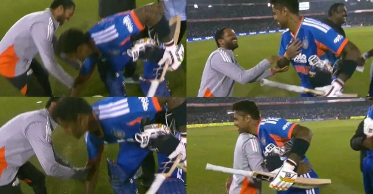 MIRAR: El gesto sincero de Suryakumar Yadav de tocar los pies del especialista en lanzamientos Raghu se vuelve viral