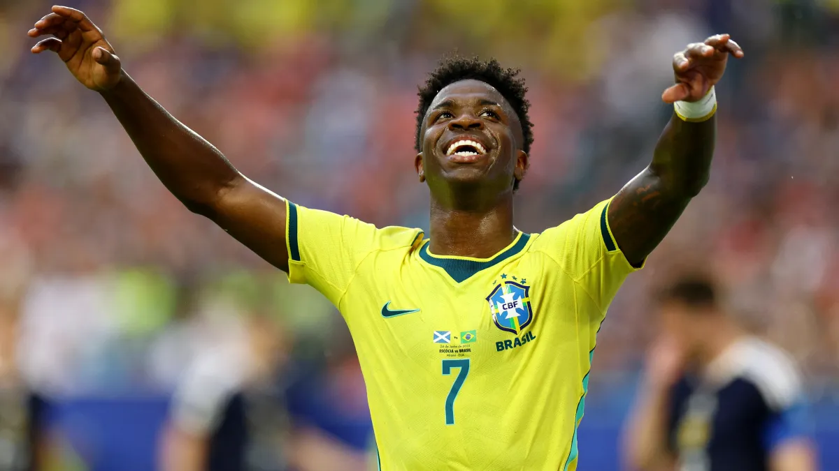 Marcador en vivo Brasil vs Escocia, resultado, Vinicius Junior impulsa a la Selecao con dos goles en la primera mitad.