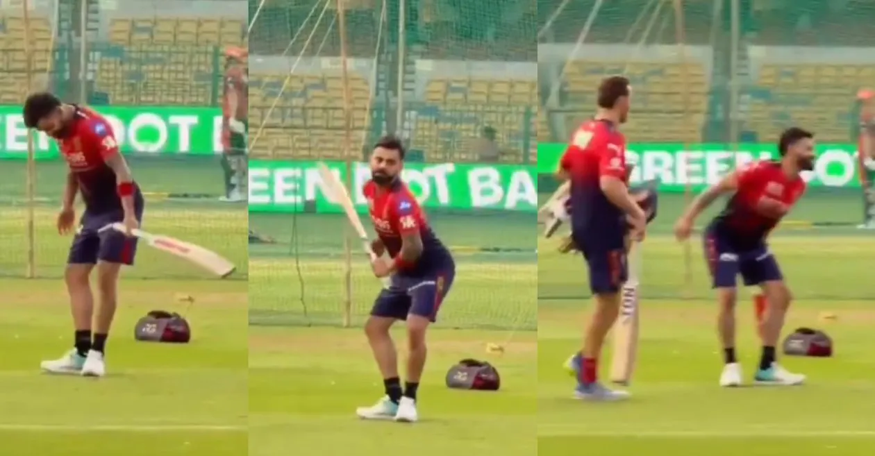 IPL 2026 (MIRAR): Virat Kohli sacude el campamento de RCB con una divertida imitación del estilo de bateo de Romario Shepherd