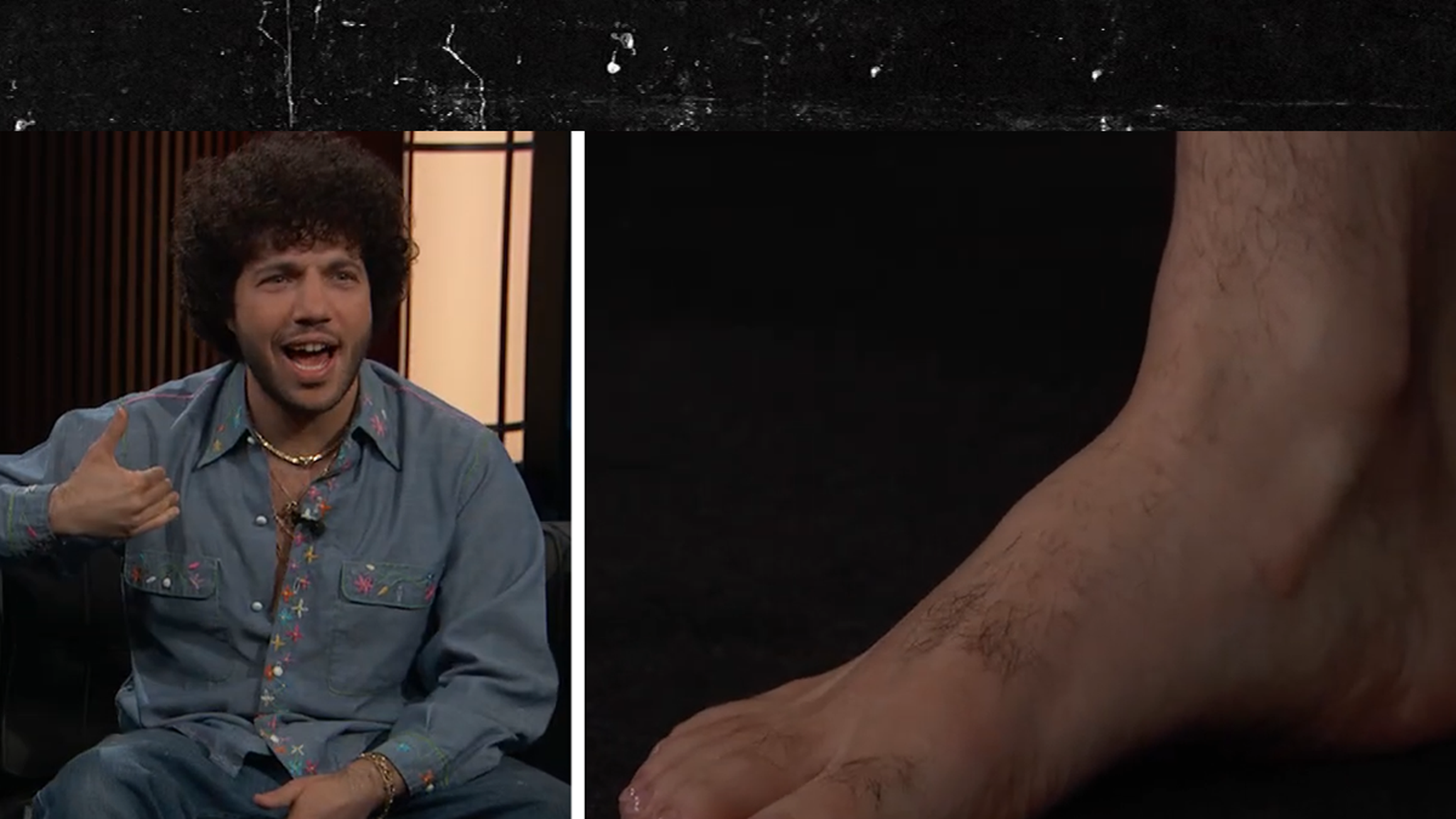 Benny Blanco defiende los pies sucios y deja ver sus plantas en ‘Kimmel’