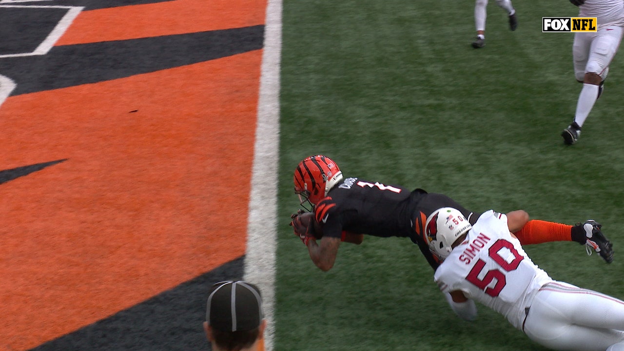 Joe Burrow conecta con Ja’Marr Chase para un touchdown de 13 yardas, dándole a los Bengals una temprana ventaja sobre los Cardinals | Lo más destacado de la NFL