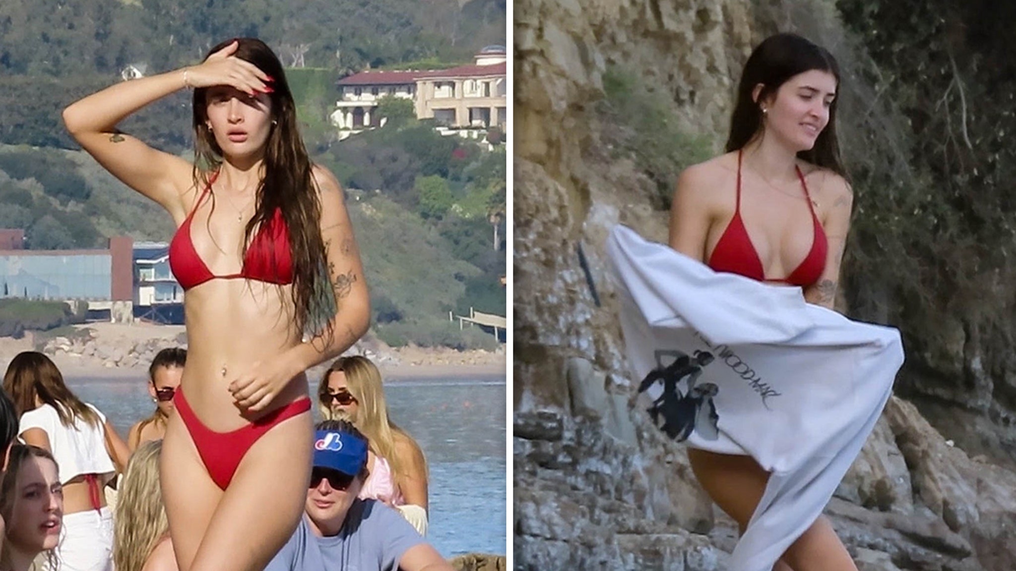 Sami Sheen brilla en bikini rojo en la playa de Malibú
