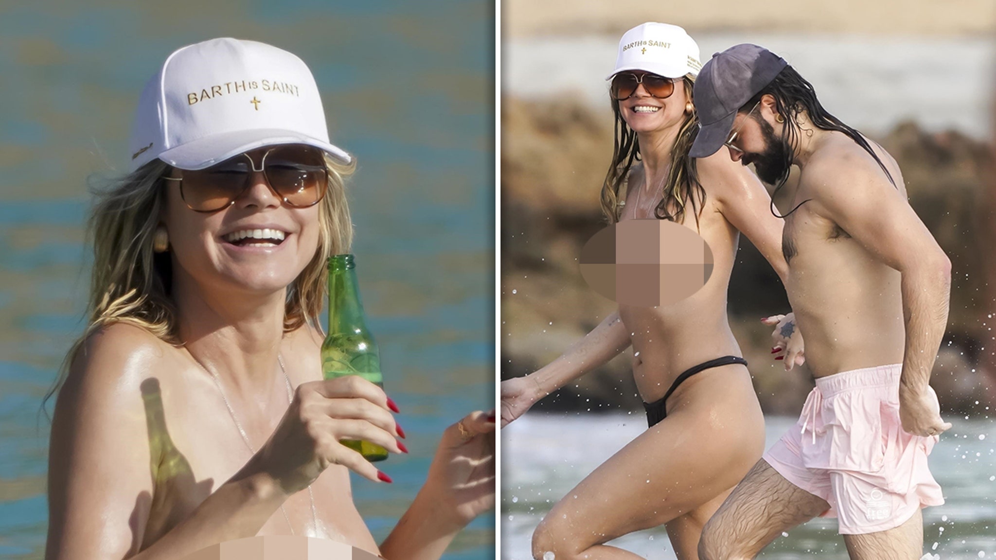 Heidi Klum chapotea en topless en el océano con su marido Tom Kaulitz