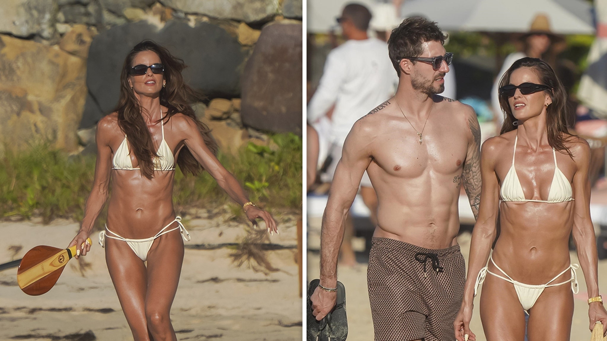 Izabel Goulart luce un diminuto bikini durante una salida a la playa con su prometido Kevin Trapp