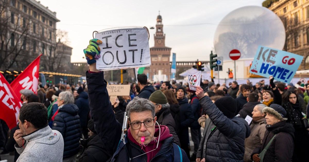 Italianos en Milán protestan por el papel de ICE en los Juegos Olímpicos de Invierno