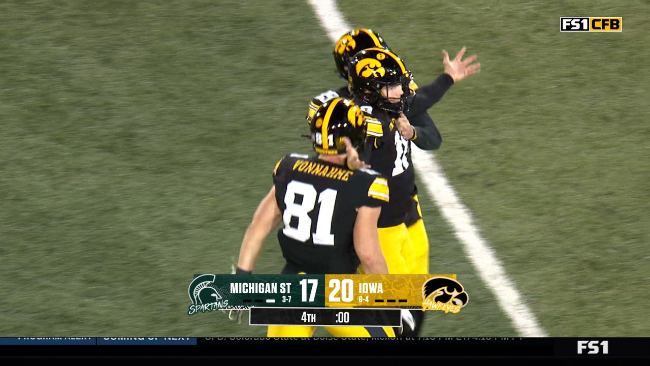 Drew Stevens realiza un FG ganador del juego de 44 yardas para darle a Iowa la victoria sobre Michigan State