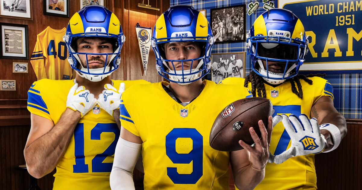 Los Rams presentan los nuevos uniformes “Classic Sol” y “Fearsome White”.
