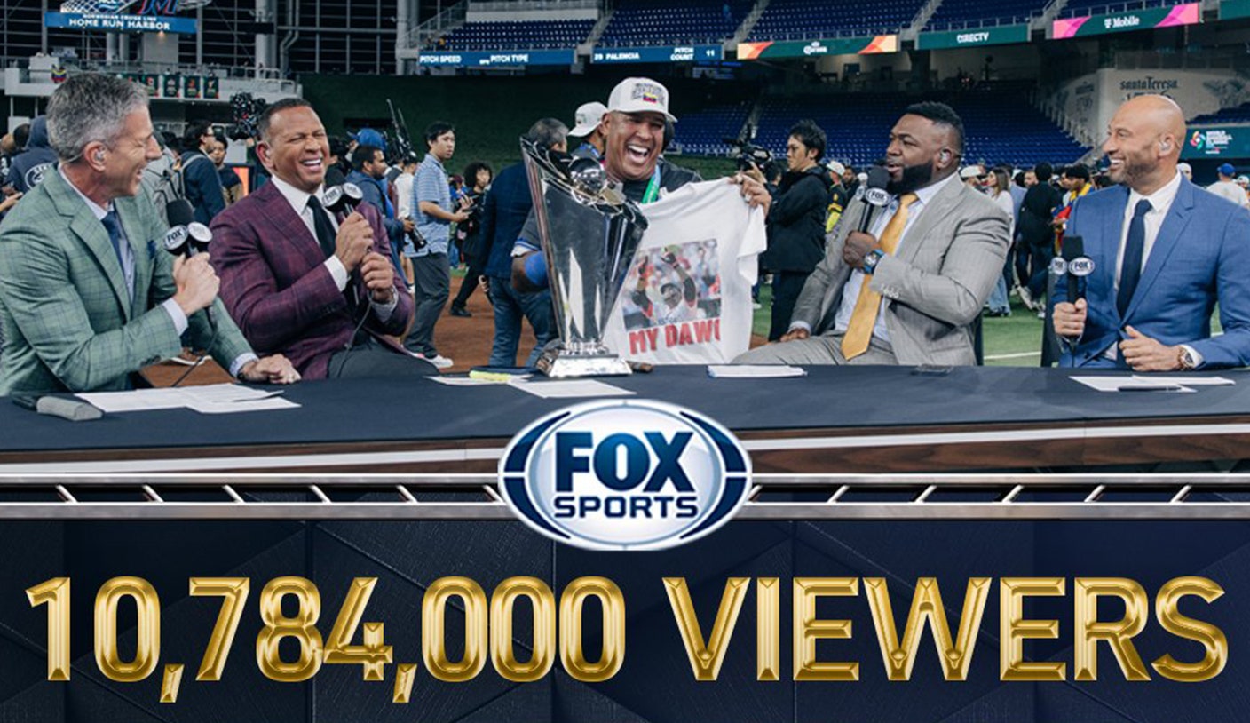 La final del Clásico Mundial de Béisbol por FOX fue el partido más visto en la historia del torneo